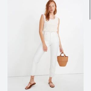 New! Madewell Classic Straight Jeans in Tile White Size 32